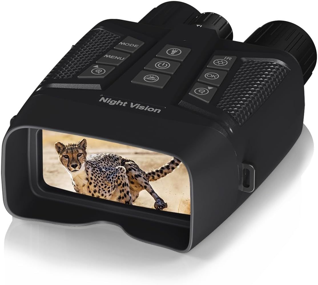 4K Night Vision Binoculars Goggles 3" HD Screen with Magnifying Lens, 42mm Lens, 8X Digital Zoom, 5000mAh Battery Infrared Night Vision Goggles, 64GB Card