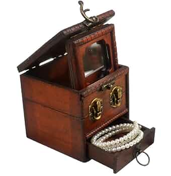 新品　小物入れ　コスメボックス　化粧品　ジュエリー シュガー ジュエリーケース 木製 24×16.5×6cm コスメボックス 大