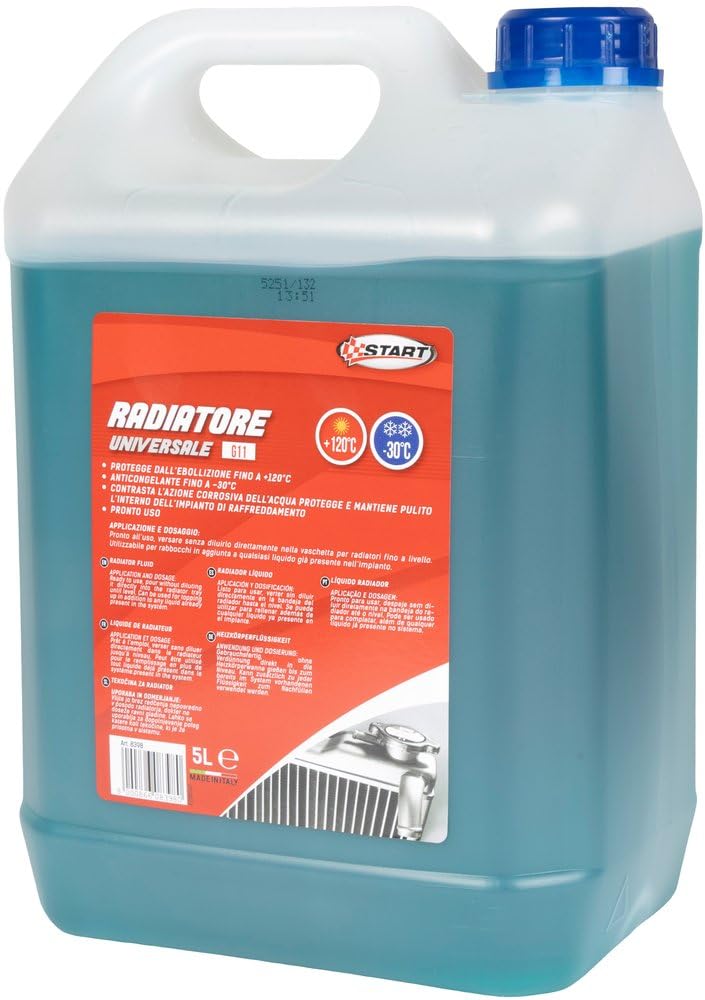 Start - Liquido Radiatore Antigelo 5 Litri Pronto Uso - Protezione Estesa da -30°C a +120°C, Compatibile con Radiatori in Alluminio, Ghisa e Leghe, Ideale per Auto, Furgoni e Veicoli Industriali