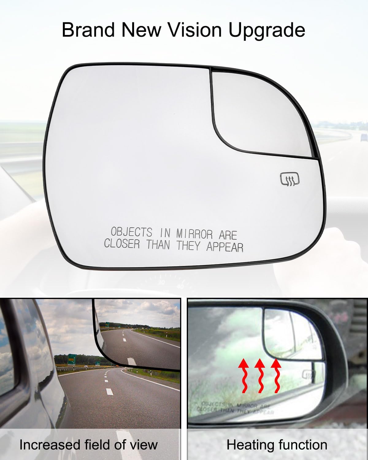 TIKSCIENCE Passenger Side Rear View Mirror Fit for Toyota Sienna 2014 2015 2016 2017 2018 2019 2020 Heated Mirror Glass Convex Glass Replace 87906-08080 87906-08070