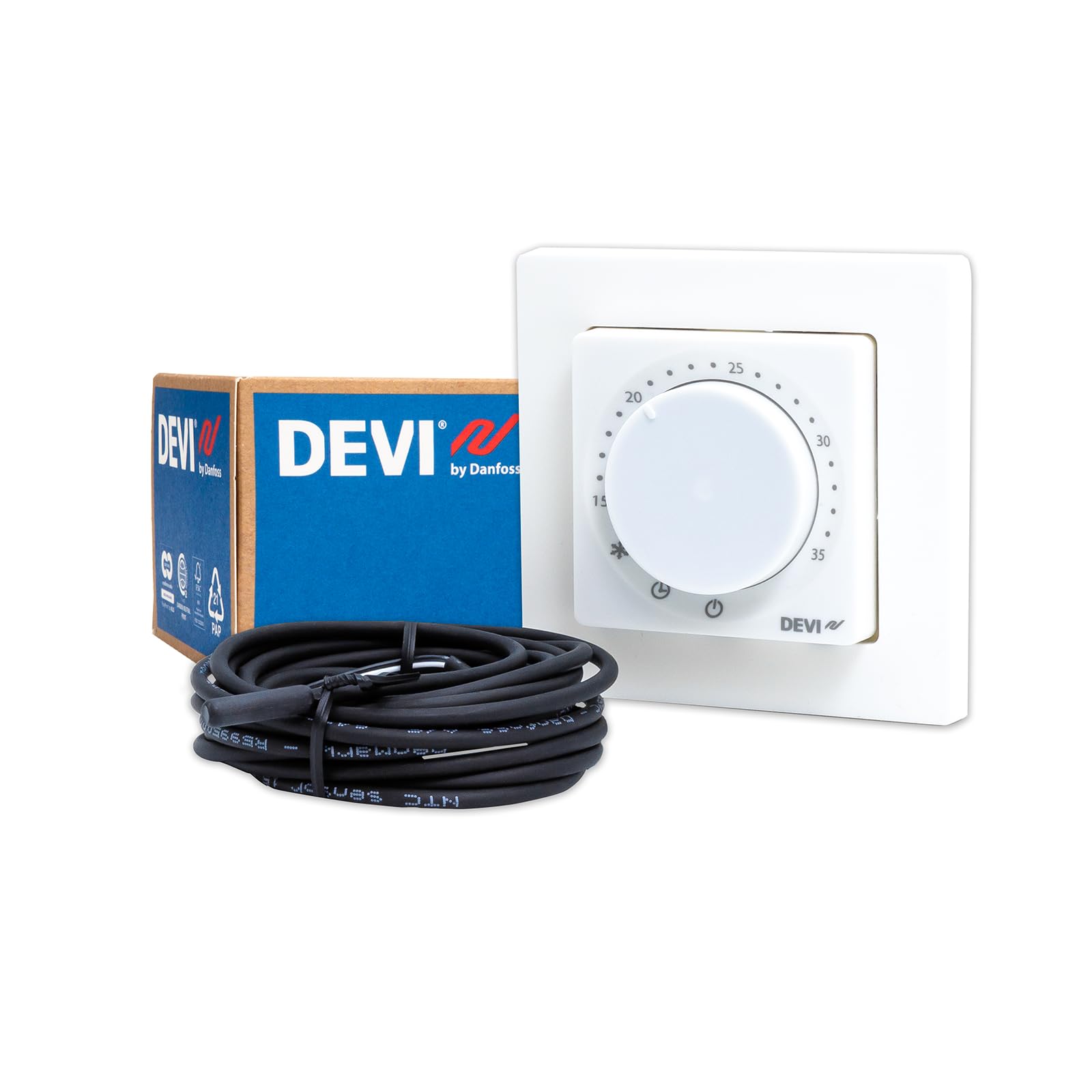 DEVIreg Room 140F1161 Bluetooth Thermostat Raumregler mit EXT. 15kOhm Sensor für elektrische Fußbodenheizung Adaptive PWM Steuerung mehrsprachige kostenlose App