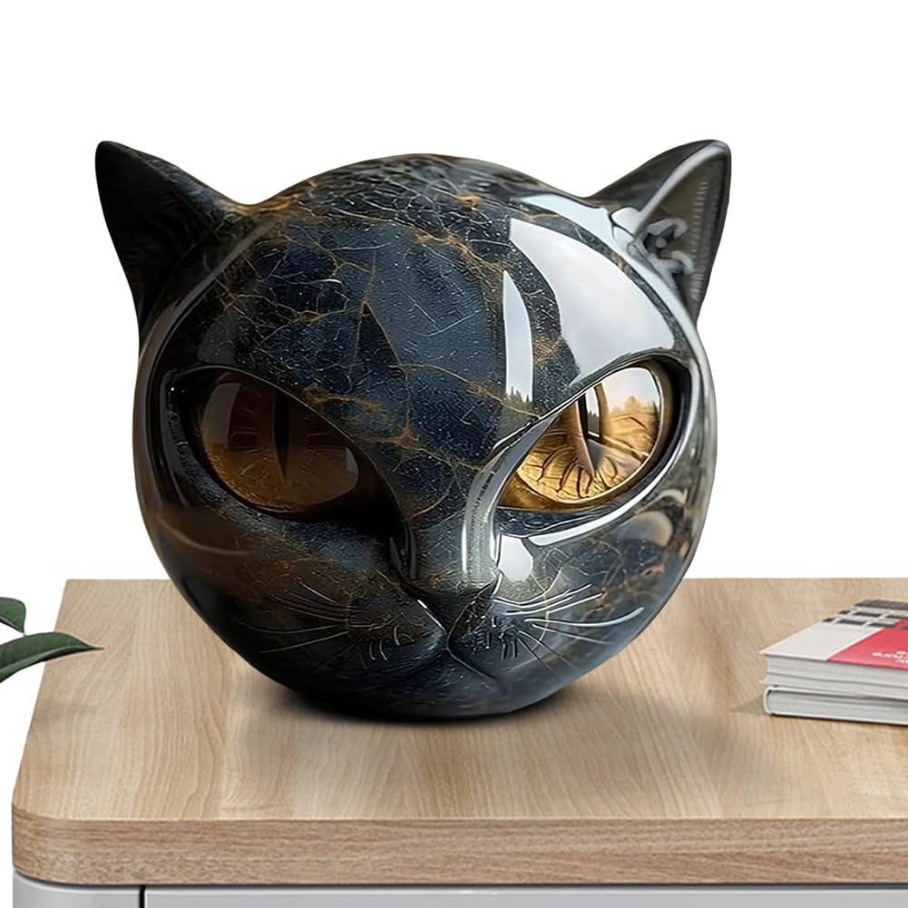 Scultura di Gatto Nero Halloween in Resina Statua di Gatto Elegante Decorazione Casa Regalo per Amanti dei Gatti