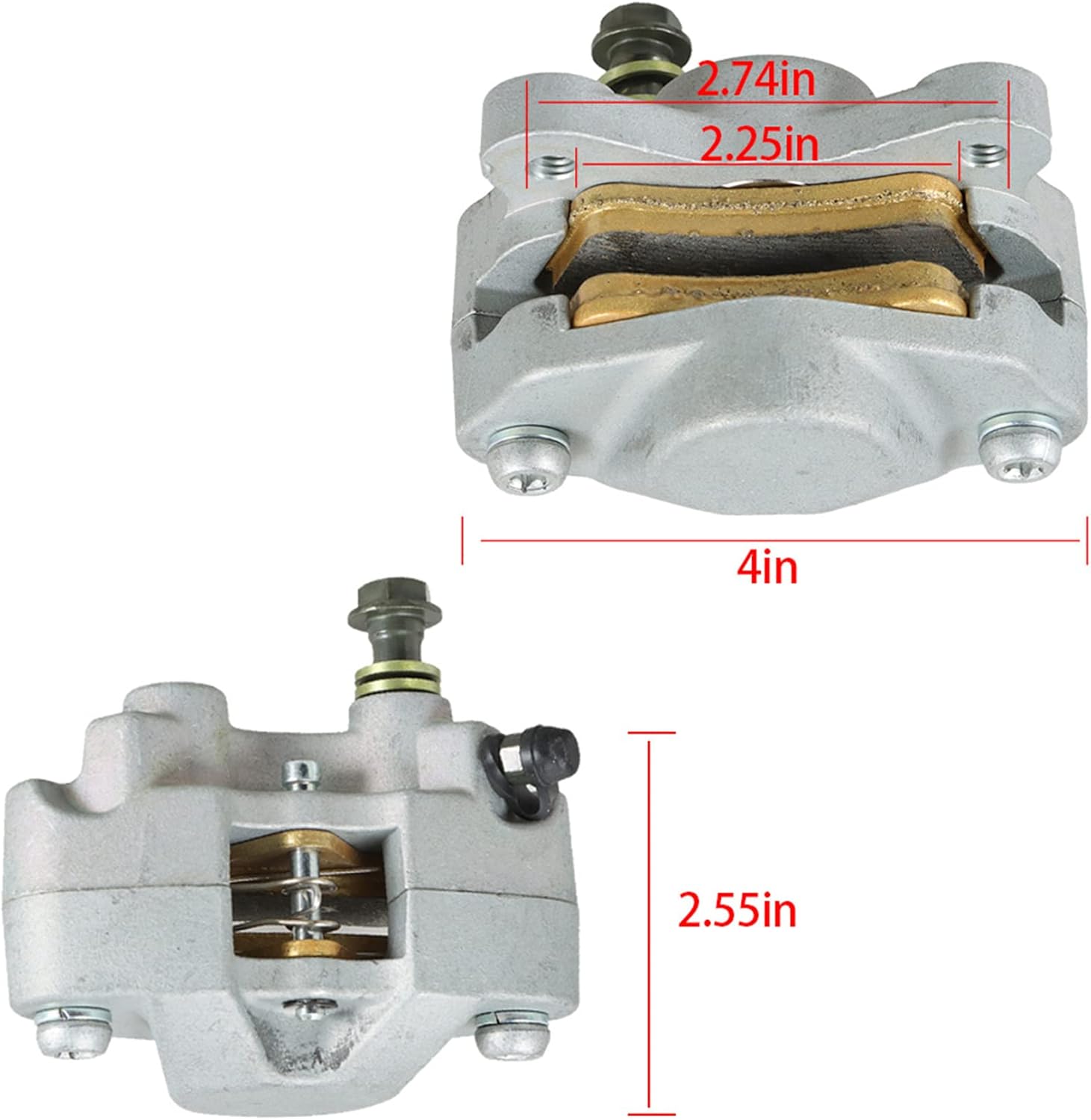 Front Left and Right Rear Brake Caliper with Pads 0402-011 0402-010 Replacement for ATV 250 300 375 400 454 500