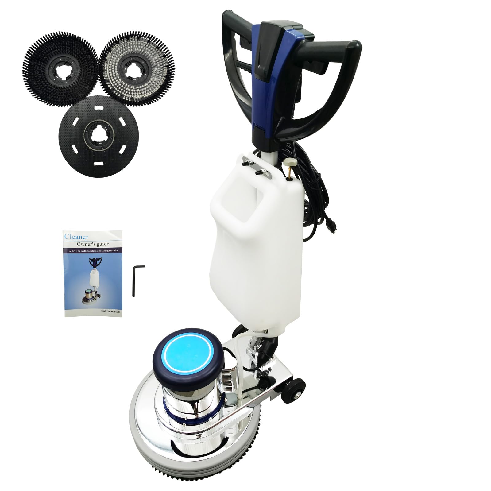 WYDDDARY 1100W Floor Polisher Commercial Floor Scrubber Machine Carpet Buffer Scrubber with 3gal Water Tank and 18" Base 175Rpm 110V