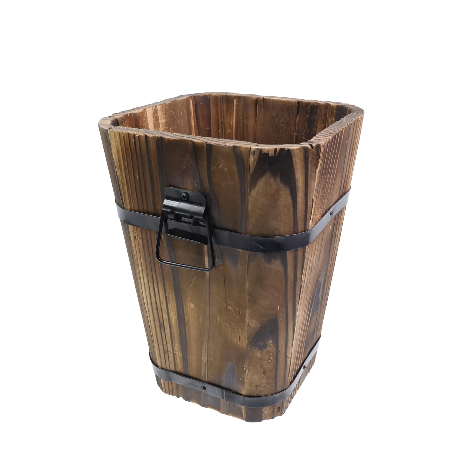 Photo 1 of MY MIRONEY 6.69" x 9.45" Plant Pots, Vintage Wooden Barrel Planter