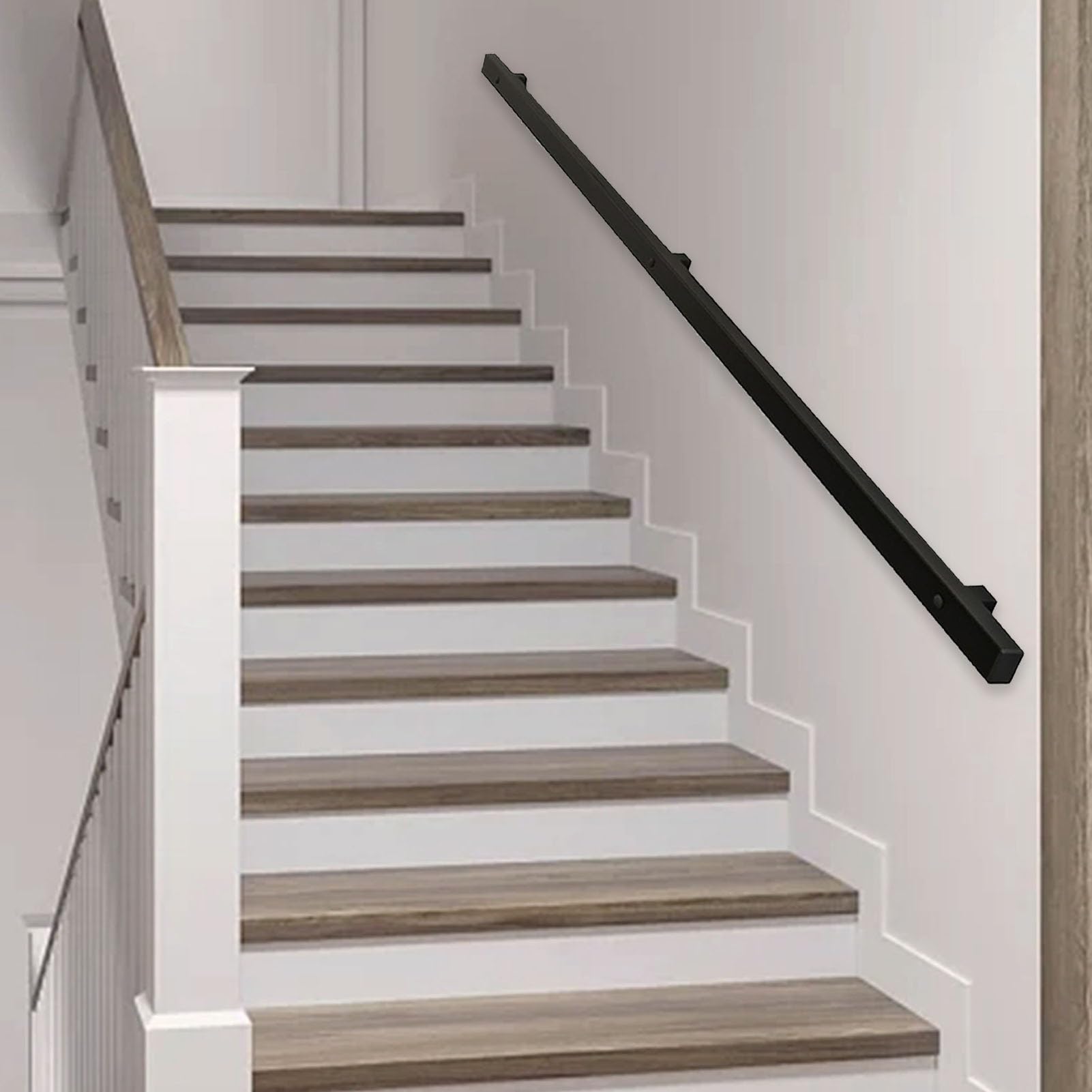 Garde-corps mural en métal noir rampe d'escalier kit complet 60cm