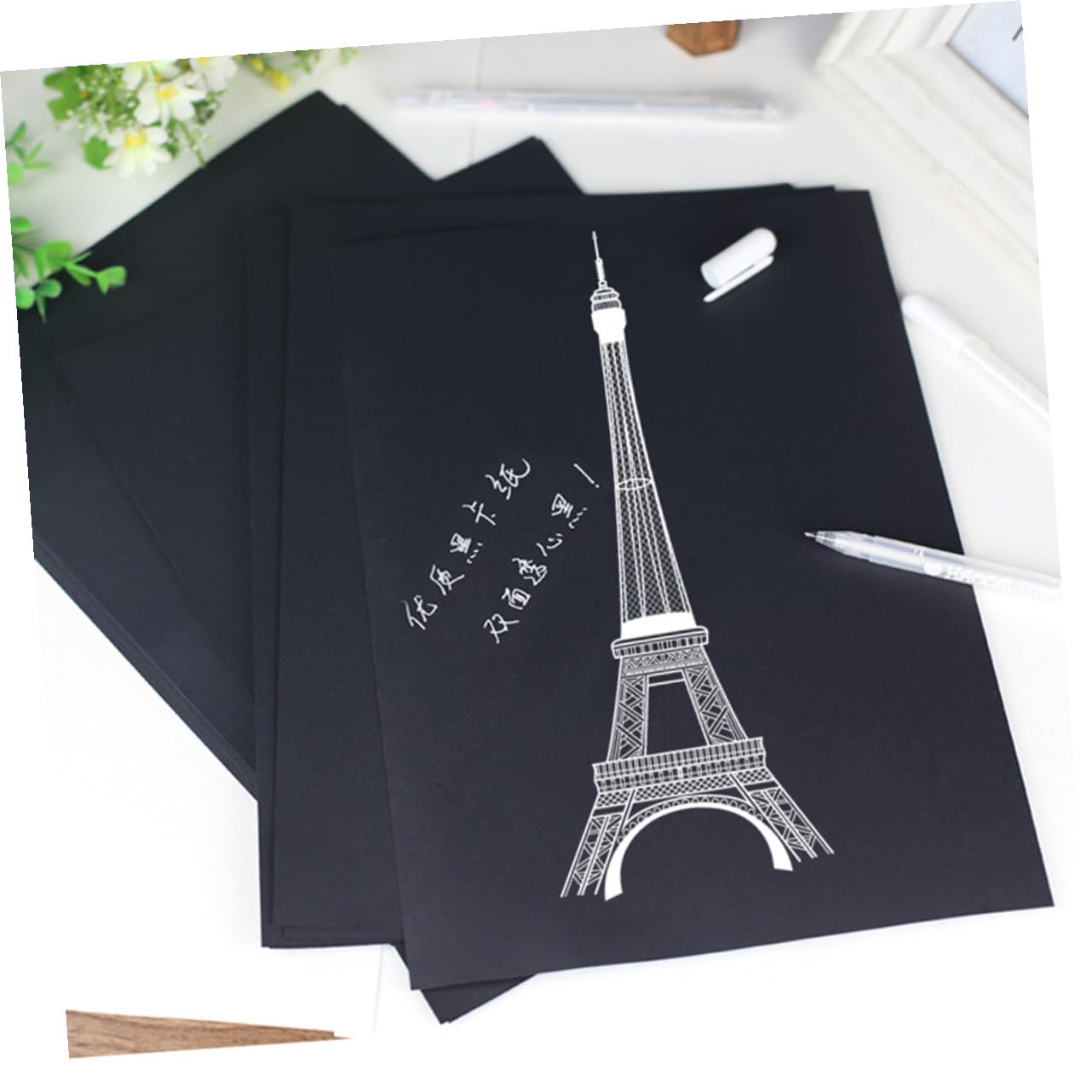 VILLCASE 100pièces Papier Dessin Noir Carton Vierge Pour Peinture Et Scrapbooking M²