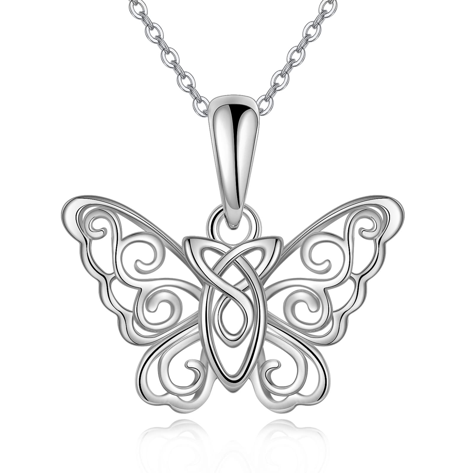 VONALA Filigree Butterfly Necklace 925 Sterling Silver Celtic Knot Irish Jewelry Birthday Gifts for Women