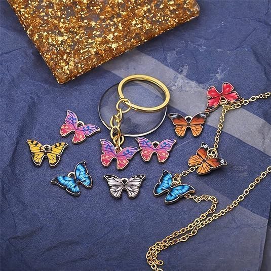 Butterfly Charms, 10Pcs Colorful Butterfly Charms Pendant Enamel Metal Small Charms Necklace Bracelet For DIY Jewelry Making Accessories, Butterfly Charms for Jewelry Making, 21x15mm, Orange - Image 7