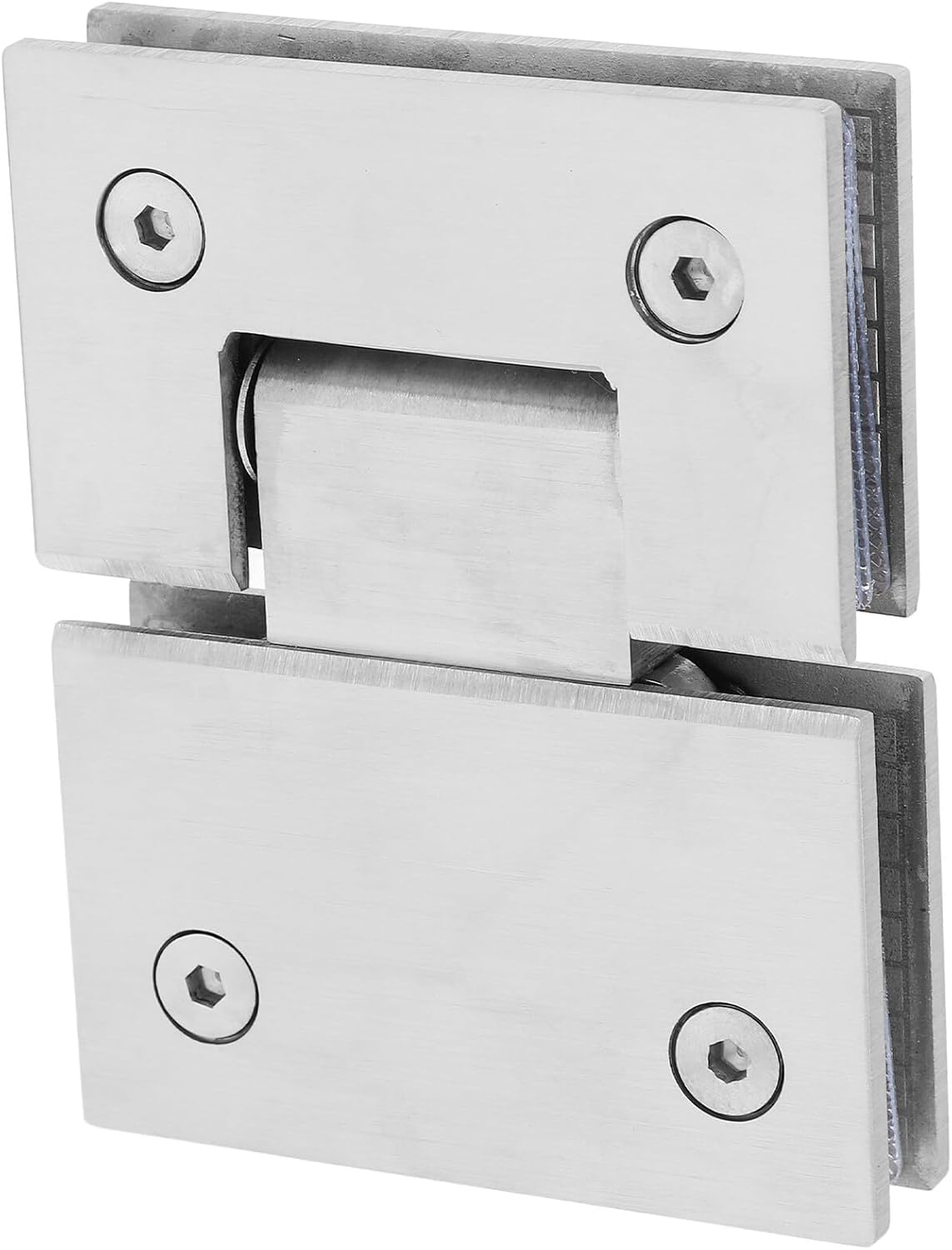 Zerodeko Stainless Steel 304 Glass Door Hinge Brushed Metal Shower Door Clamp for Frameless Bathroom Partition Hardware 180 Degree Smooth Heavy Duty Hinges