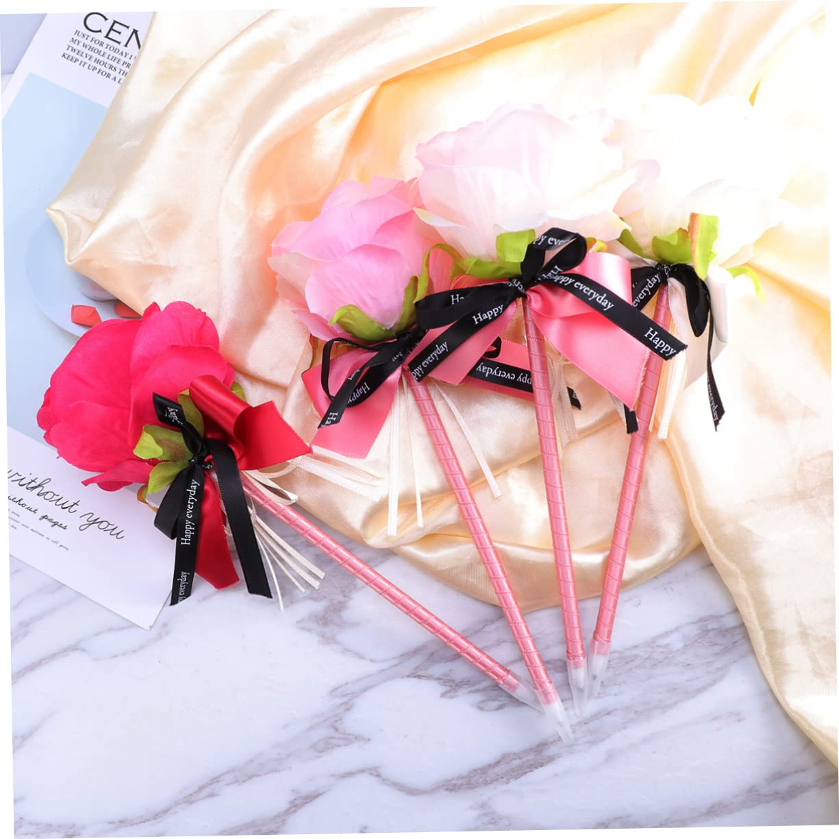 STOBOK Lot De 3 Stylos À Bille Décoratifs Avec Nœud En Forme De Fleur 4 Pièces X 3