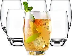 Jogo 6 Copos Luxo 465ml Em Vidro Grosso Grande Drink Agua Refri Suco Bebidas Mesa Posta Resistente Moderno Presente Casa Nova