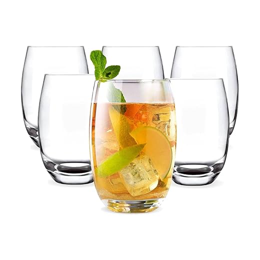 Jogo 6 Copos Luxo 465ml Em Vidro Grosso Grande Drink Agua Refri Suco Bebidas Mesa Posta Resistente Moderno Presente Casa Nova