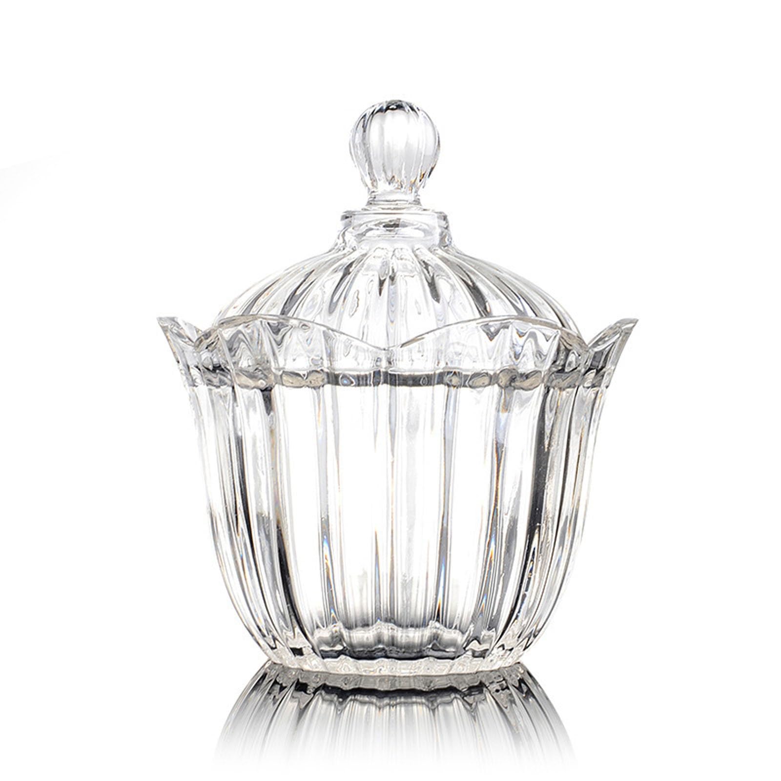 Xyueru Clear Bonbonniere With Lid, Candy Jar, Cookie Jar, Candy Container, Flower Candy, Crystal Glass Container, Jewelry Box, Storage Jars, Sugar Storage Bowl, Tea Coffee Candy Container(Clear)