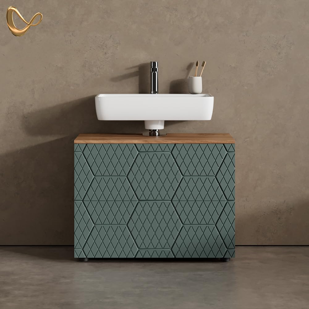 Livinity Waschbeckenunterschrank Ronco, Grün, 80 x 58.6 cm