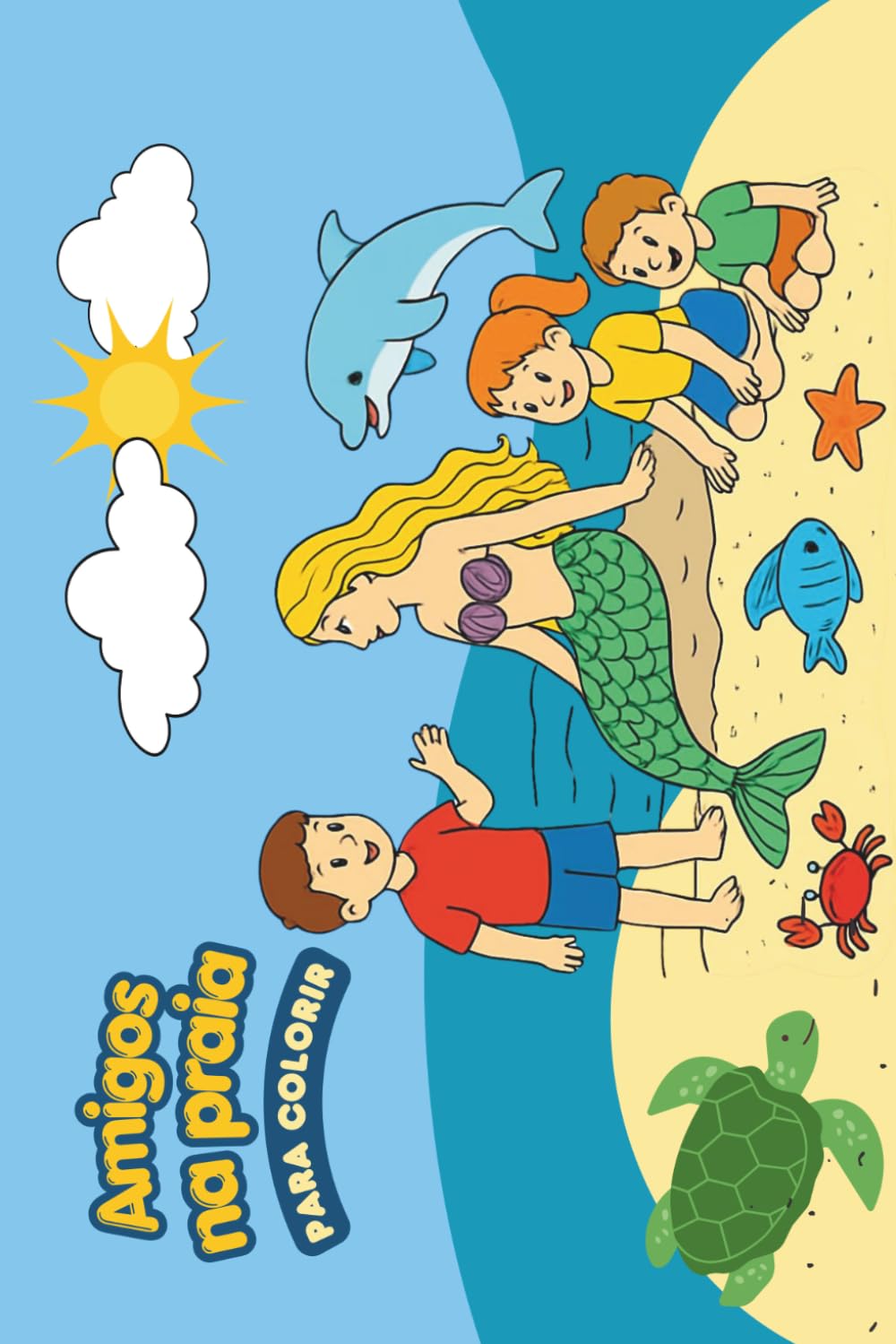 Amigos na praia: para colorir
