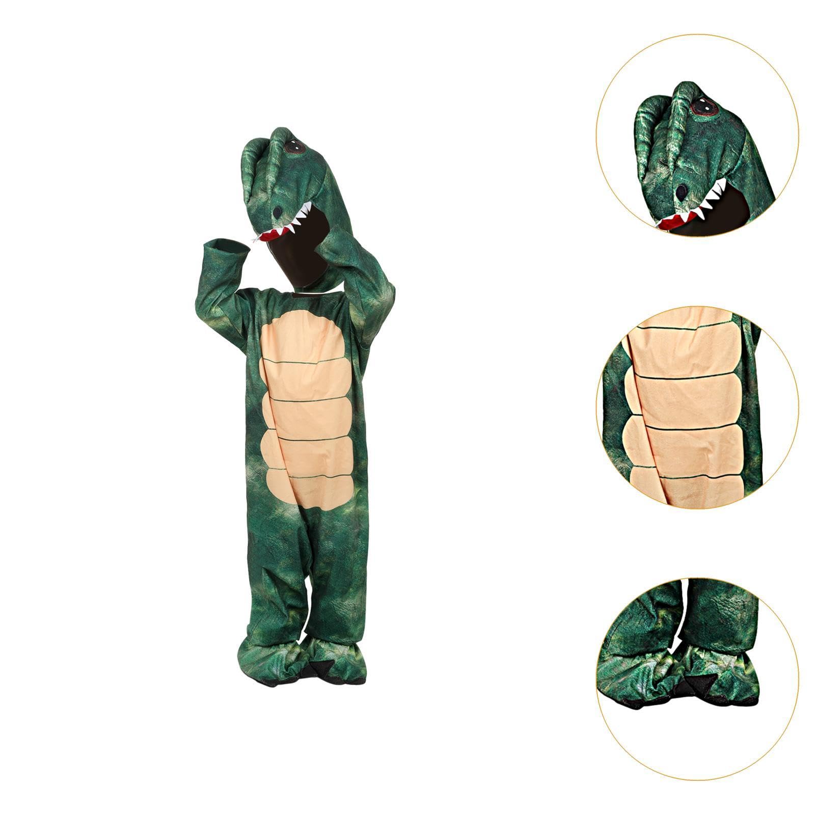 F Fityle Costume da Dinosauro per Bambini, Costume da Cartone Animato T Rex per spettacoli teatrali, Carnevale, Gioco di Ruolo, S
