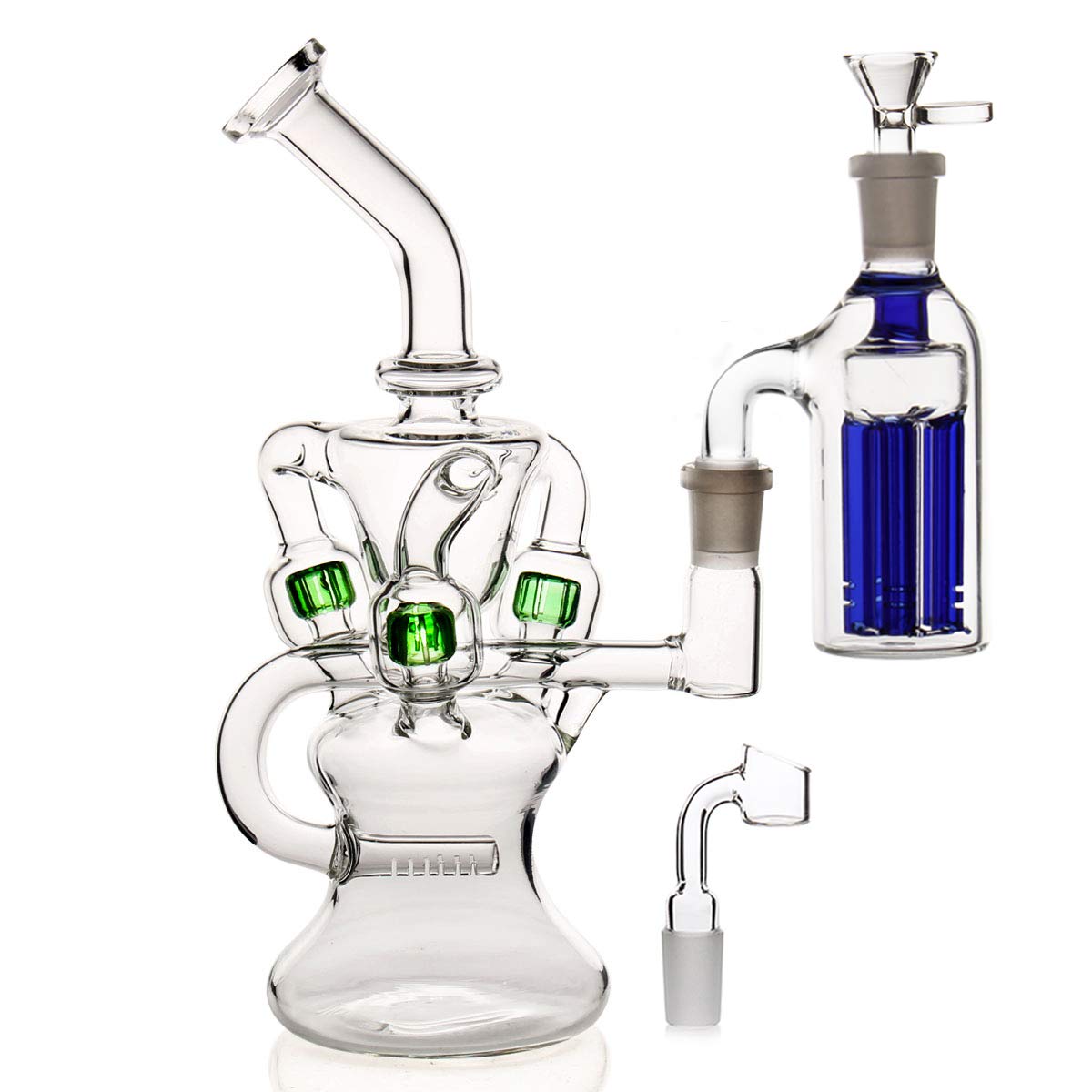 Bong En Verre Borosilicate 35cm Avec Percolateur Nid D'abeille - Kit Complet Fumeur
