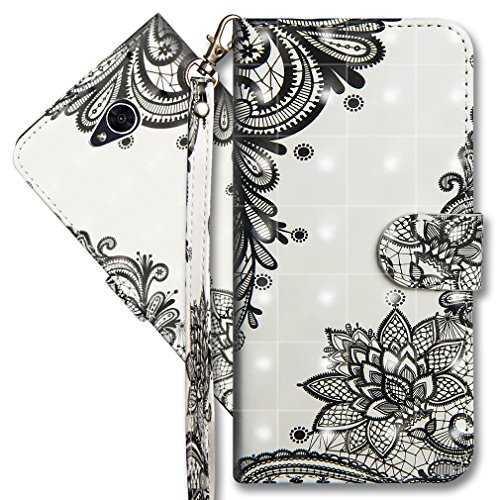MRSTER Funda para LG Xpower 2, 3D Brillos Carcasa Libro Flip Case Antigolpes Cartera PU Cuero Funda con Soporte para LG X Power 2. YX 3D Lace Flower