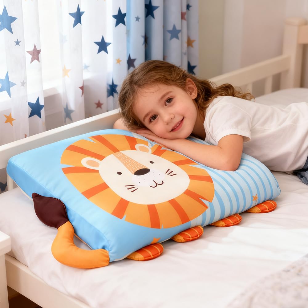 Cuscino Calmante Per Bambini, 45 X 27 cm Cuscino per Bambini, Ergonomico Cuscino Lenitivo per BAMBINI (Leone)