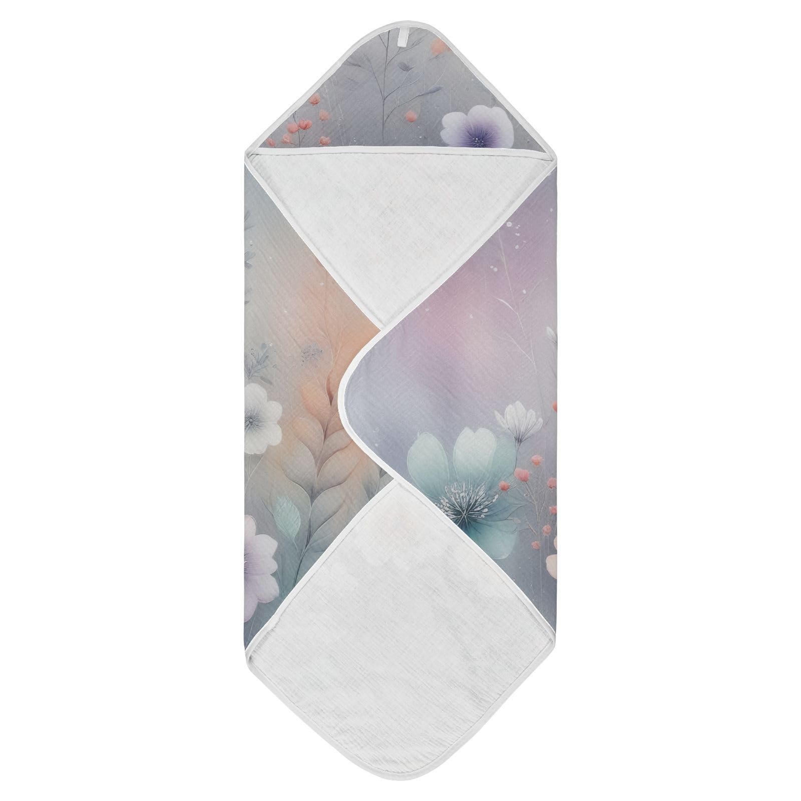 PaChyLuu Blooming Delicate Flowers Baby Hooded Towel Soft Cotton Baby Towels Ultra Absorbent Bath Towel for Babies Boys Girls, 35x35 Inch