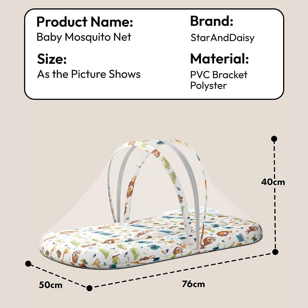 StarAndDaisy 3 in 1 Baby Nest Mosquito net for Sleeping - Newborn, Mosquito net for Baby/Soft and Comfortable Bed, Washable Cotton Design for 0-12 Months Baby -Kangaroo Print