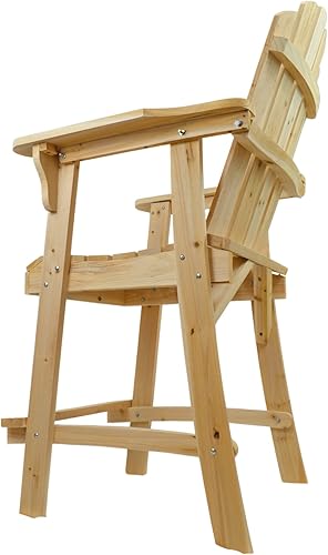 Miniatura 6 de Westcharm Silla Adirondack alta para balcón con reposapiés para jardín exterior al aire libre, madera natural sin terminar
