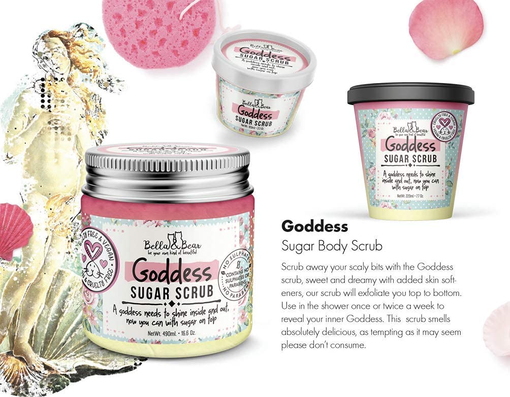 Bella and Bear Goddess Sugar Scrub, No Parabens, New Fragrance, Cruelty-Free, Vegan-Friendly Exfoliating, 6.7oz : Beauty & Personal Care
