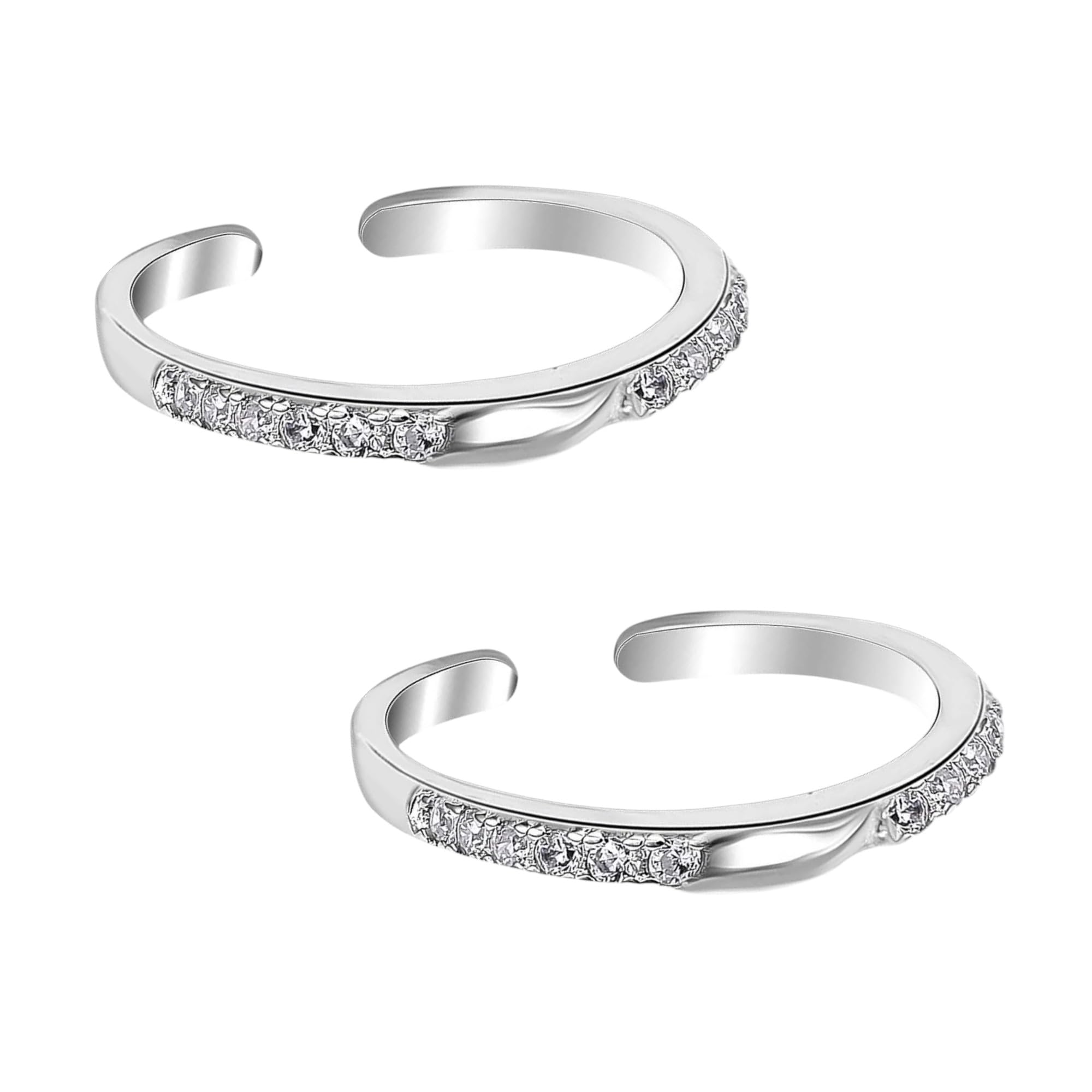 taraash 925 Sterling Silver Leaf Design with CZ Toe Ring for Women-picture-9