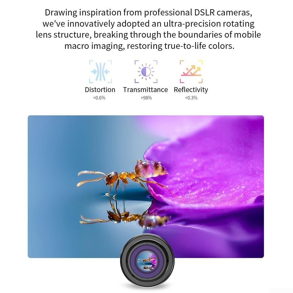 APLZM100 Obiettivo macro compatibile con smartphone con zoom 10 20X, apertura F1 05 e corpo in lega di alluminio per scatti macro ultra chiari