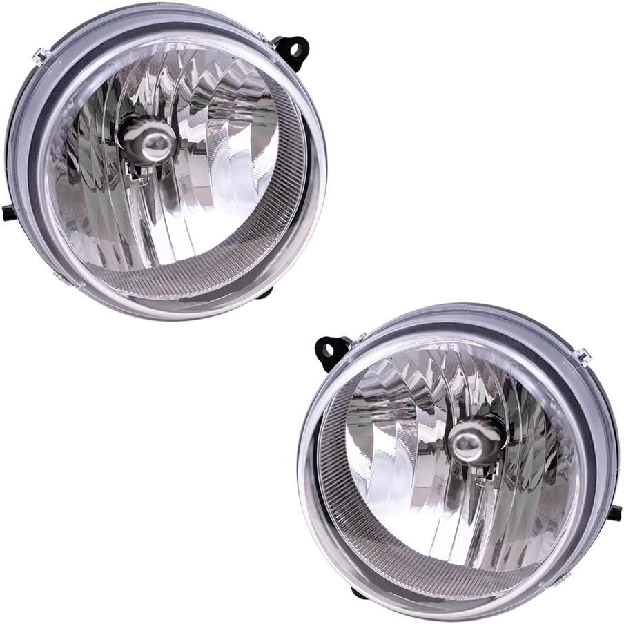 Brock Replacement Set Driver and Passenger Halogen Headlight Compatible with 2005-2007 Liberty 55157141AA 55157140AA