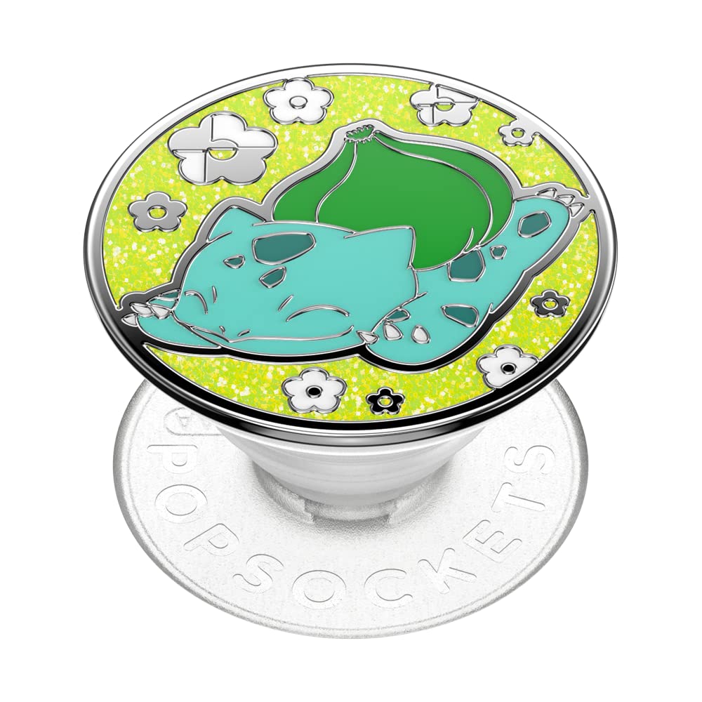 ​​​​PopSockets Phone Grip with Expanding Kickstand, Adhesive Grip, Pokemon - Enamel Bulbasaur NapCarbon Neutral Certified by SCS Global Services