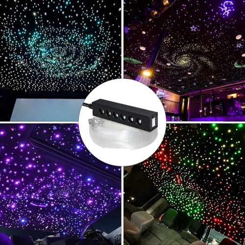 Image of 2PCS 3.2W 6LEDs Meteor Starlight Headliner Kit, 600pcs 0.01in 6.56ft, RGBW Shooting Stars Fiber Optic Lights with Bluetooth APP Control for Car /Home Theater