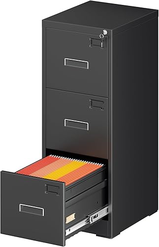 Miniatura 25 de Greenvelly Archivador de 4 cajones, archivador vertical de metal con cerradura, archivadores de metal con bloqueo para oficina en casa, tamaño Negro