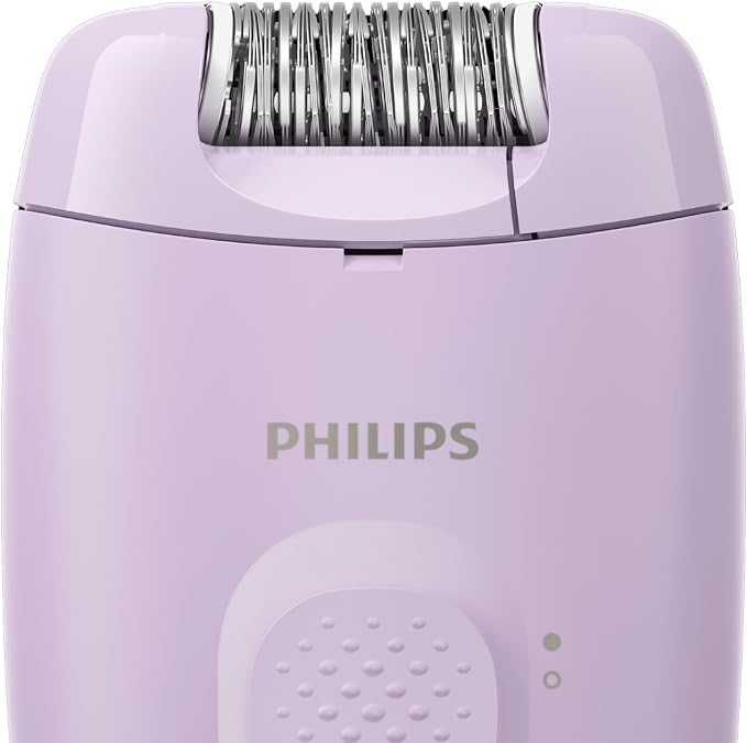 Philips Depilador Elétrico Série 2000 com 2000 cerdas expostas na parte superior, design elegante e cor laranja suave