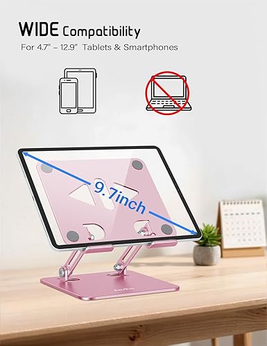 Miniatura 3 de Soporte para tableta portátil para escritorio, soporte de escritorio ajustable, soporte plegable de aluminio para tableta para iPad Pro 12.9, iPad