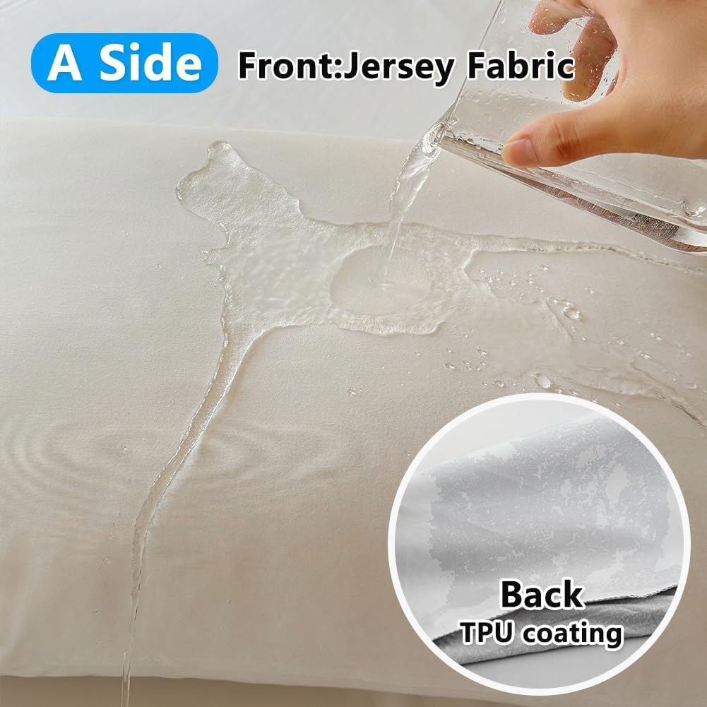 Jersey Waterproof Duvet Quilt Protector Cover Double, Single Side Waterproof Protective Cover - Image 4