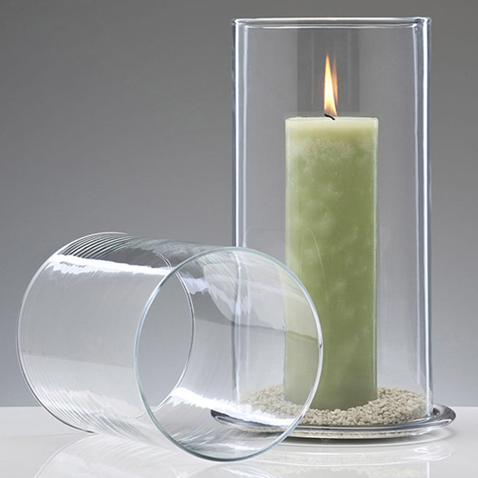 2 Piezas Cilindro de Cristal Sin Fondo para Velas, Candelabros Cilíndricos Abiertos, 10x15 cm, para el Hogar, el Salón, Bodas, Decoración de Mesas en Restaurantes