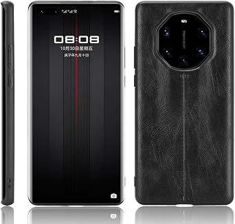 Case Compatible with Huawei Mate 40 RS Porsche Design,Compatible with Huawei Mate 40 RS Porsche Design 5G [PU Leather Texture][PU+PC+TPU] 3 in 1 Camera Protection Cover Black