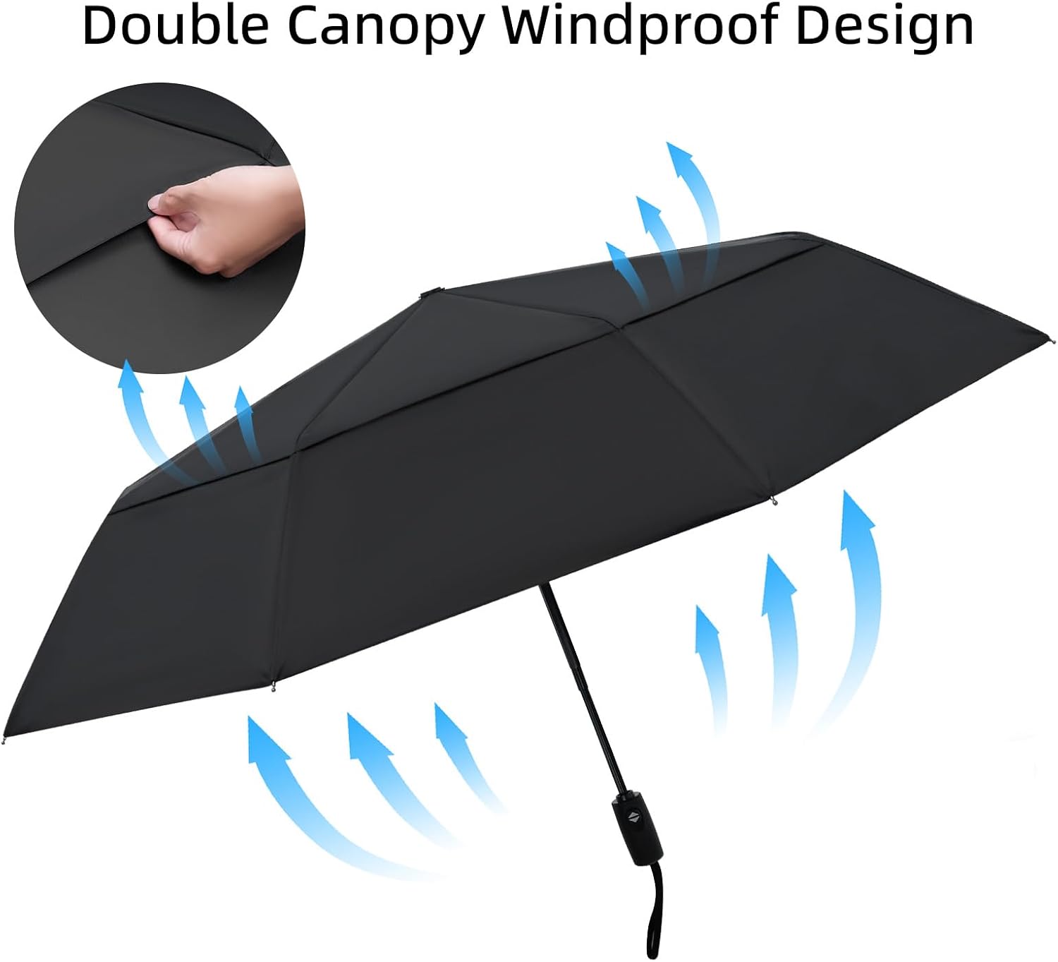 TradMall 2 Pack Travel Umbrella, Double Vented Canopy Windproof Automatic Strong Compact Folding Umbrellas for Rain Women and Men - Image 4