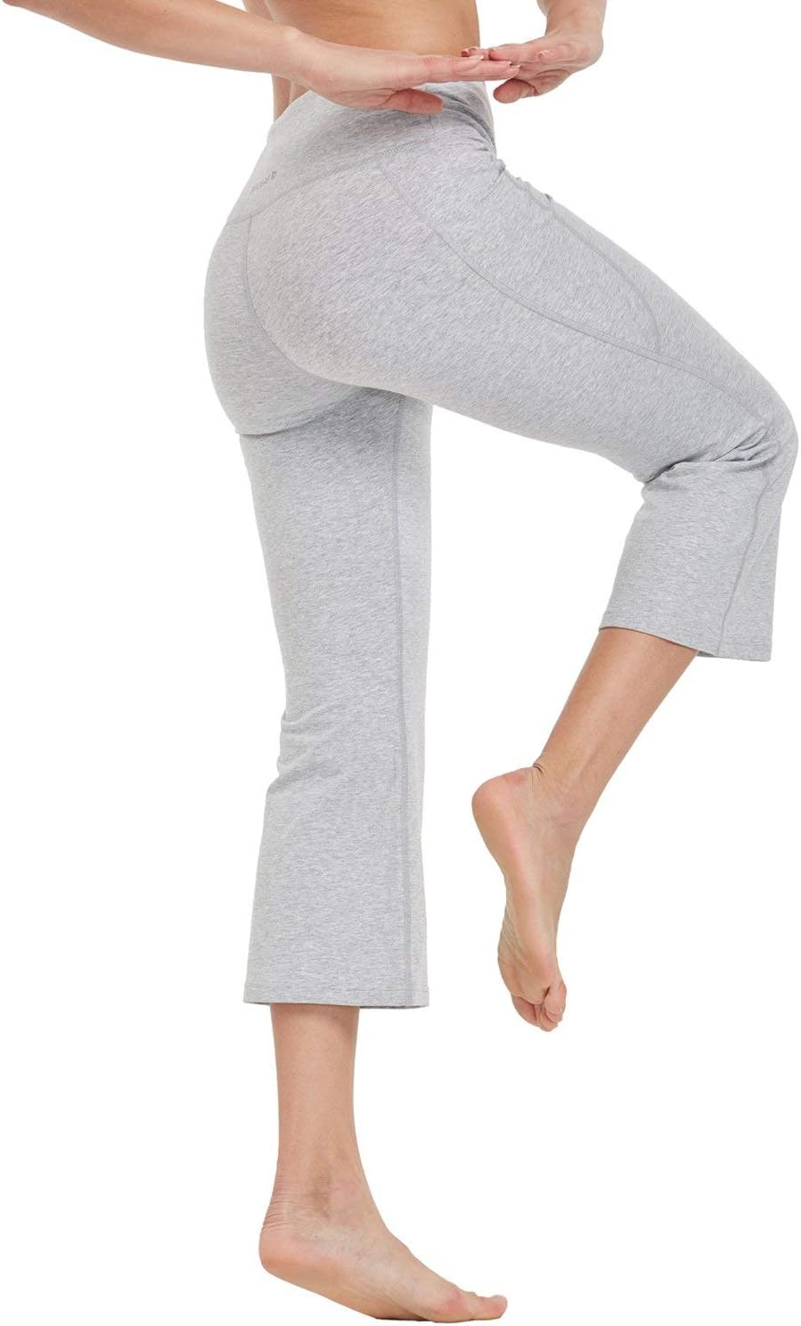 baleaf Women Flare Capri Leggings with Pockets Yoga Pants Bootcut Casual Cotton Work Summer Lounge - Image 4