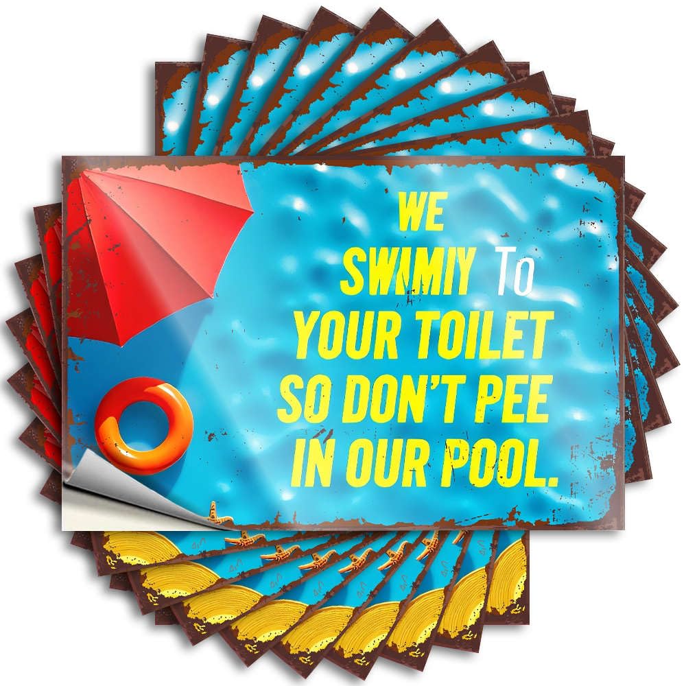 Space Room Decor Saying Garage | We Swim to Your Toilet So Don't Pee in Our Pool. Coastal Sand Sticker Pack(8X12CM)