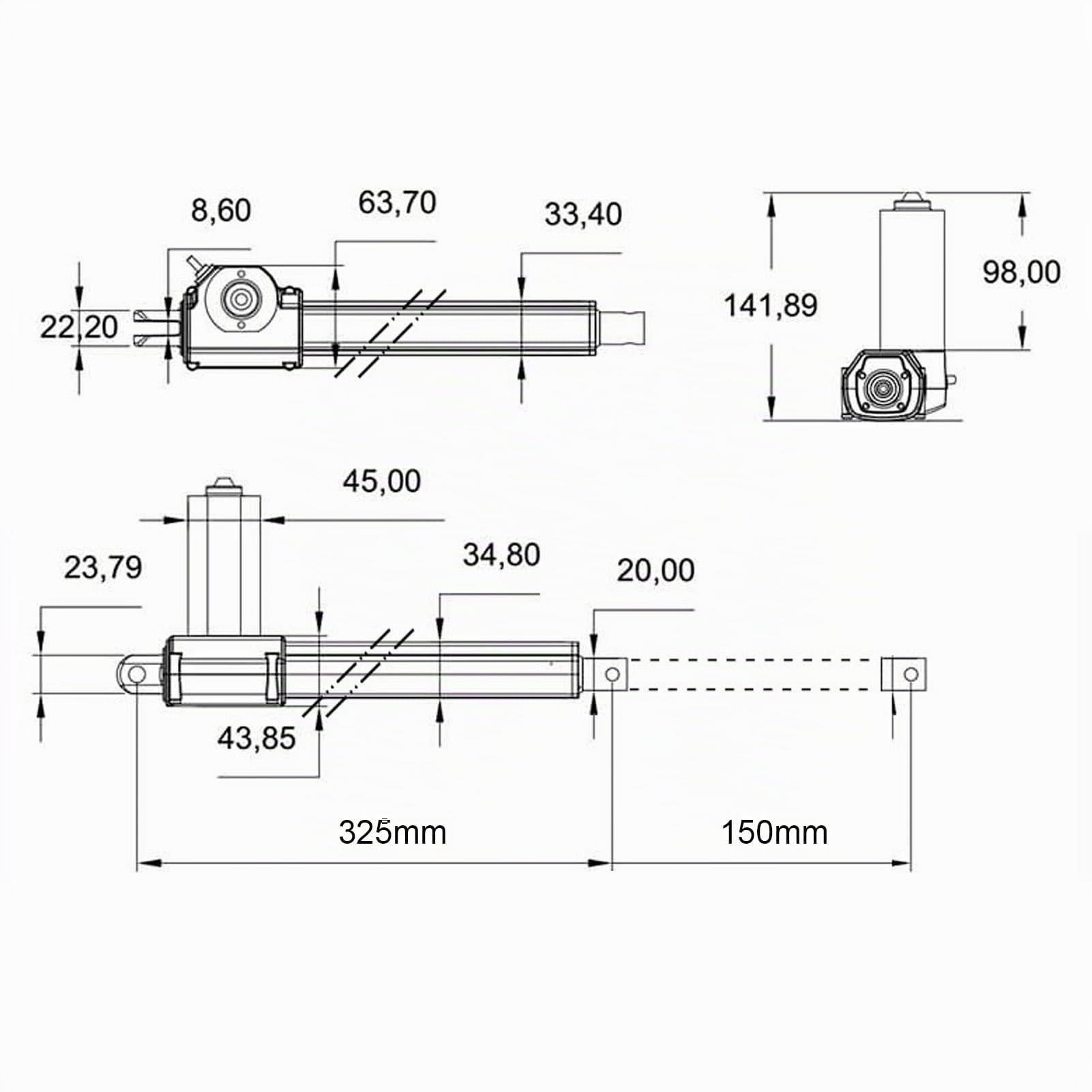 Zerodis Kit di Sostituzione Motore Elettrico Reclinabile, Universale DC 24V Potere Reclinabile Ascensore Sedie Motore Attuatore Lineare per Divano Poltrona Massaggiante
