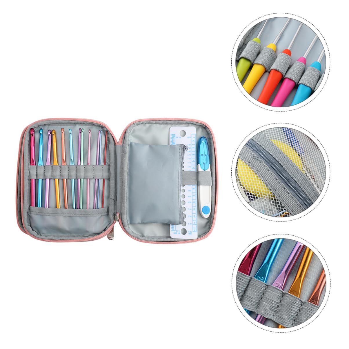 NUOBESTY Kit De Ganchillos Crochet 20 Agujas De Diferentes Tamaños Herramientas Para Tejer