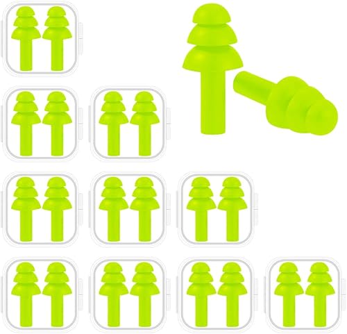 10 pares de tapones para los oídos con cancelación de ruido, silicona suave de alta calidad, reutilizables, impermeables, hipoalergénicos, reducción