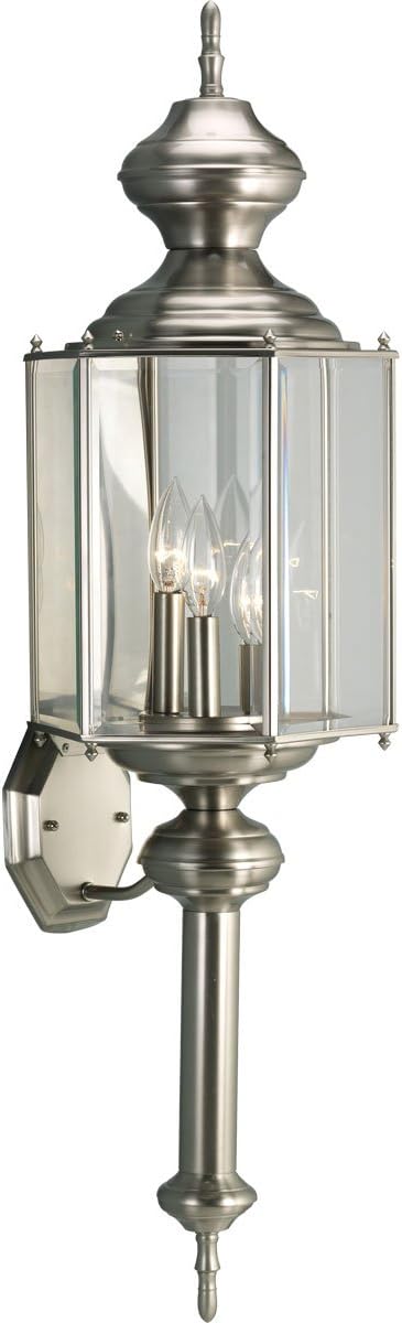 Bеѕt Dеаl Progress Lighting P5731-09 Hexagonal Wall Lantern with Clear Beveled Glass and Brassguard Finish, Brushed Nickel