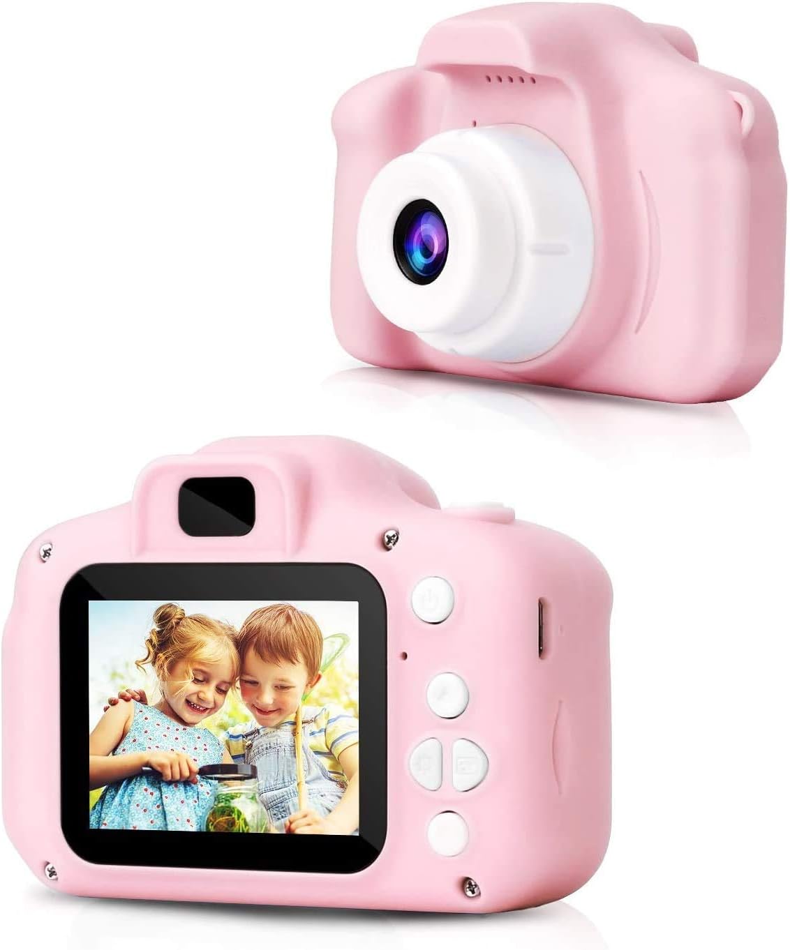 SUPER TOY Kids Digital Cameras, Web Camera for Computer, Child Video Recorder Camera, Full HD 1080P, Handy Portable Camera, 2.0 Screen,Kids Camera with Inbuilt Games - Pink