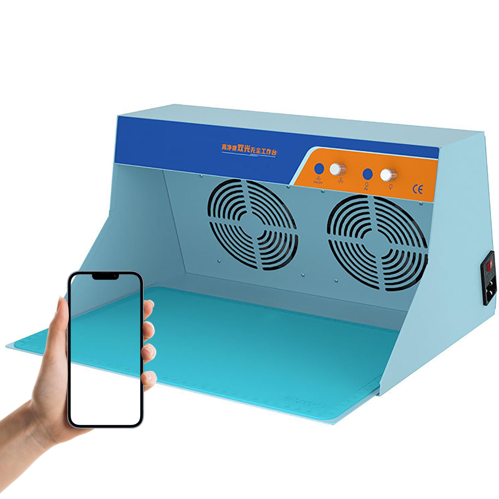 Vertikale Laminar Flow Haube Reinigungsbank mit HEPA-Filter, Dual-Mode-Beleuchtung und starken Windventilatoren für Handy-LCD-Reparatur – Mini staubfreier Arbeitstisch