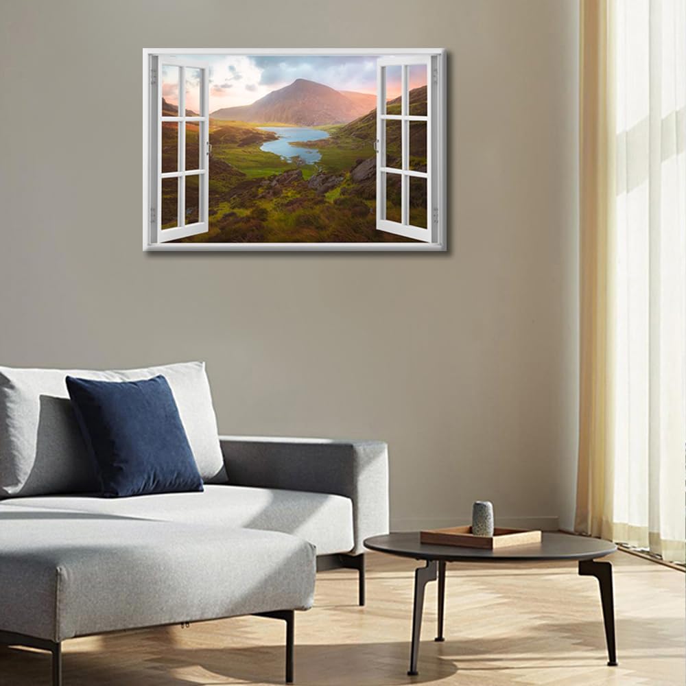 Gyderau Mountains Wall Decor Living Room 1 Piece Snowdonia National Park Wall Decor Living Room Baseball North Wales House Decor Posters and Prints Stretched and Framed Ready to Hang (16''Wx 24''H) - Image 4