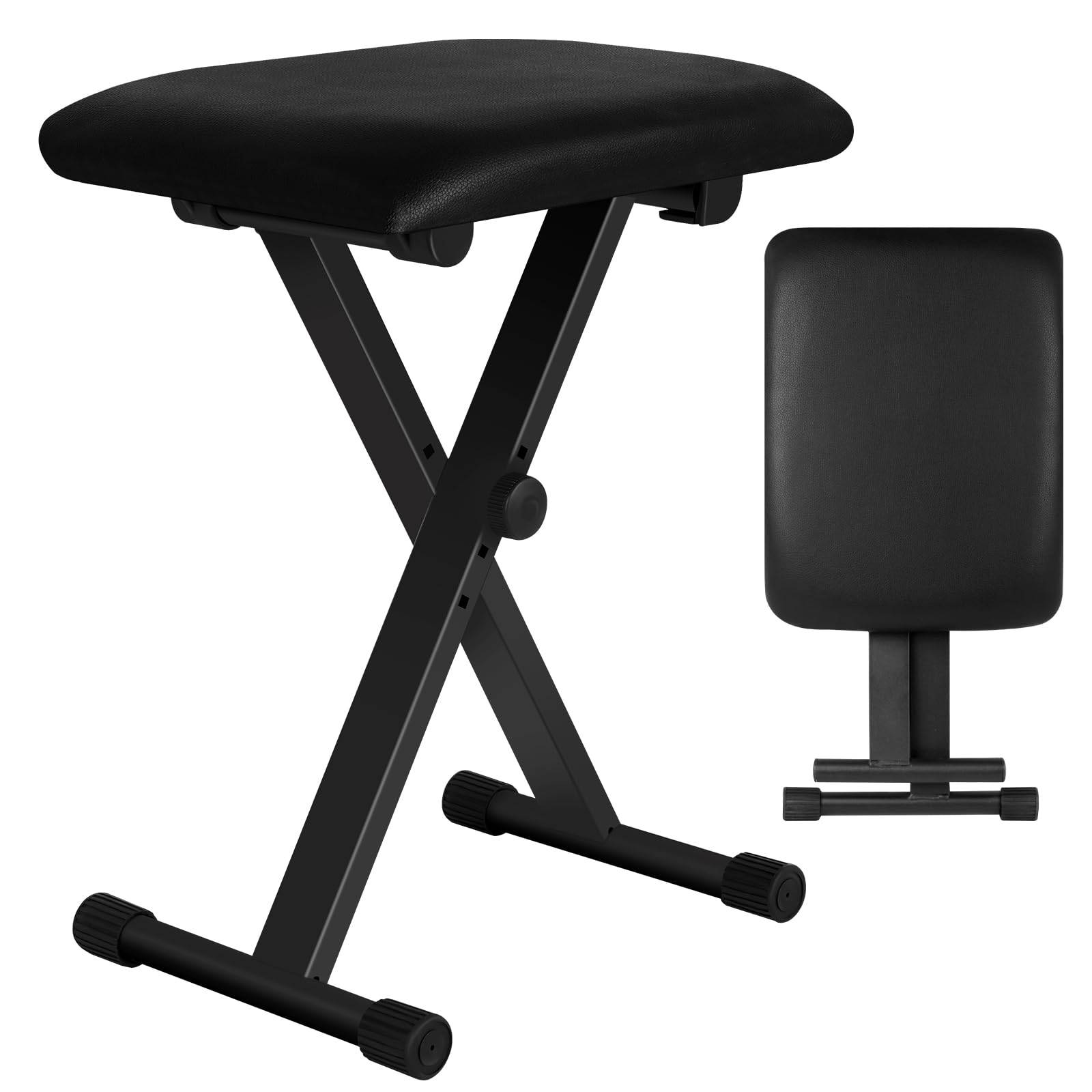Piano Bench, Adjustable Keyboard Bench, X-Shaped Portable Piano Bench, Padded Music Bench Foldable Keyboard Stool, Non-Slip and Waterproof, Suitable for Children and Adults